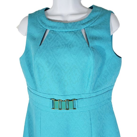 Tahari Arthur S. Levine Turquoise Blue Dress Women's Size 6 - Picture 2 of 16
